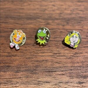 Character Enamel Pin Trio - Green, Pink, Yellow